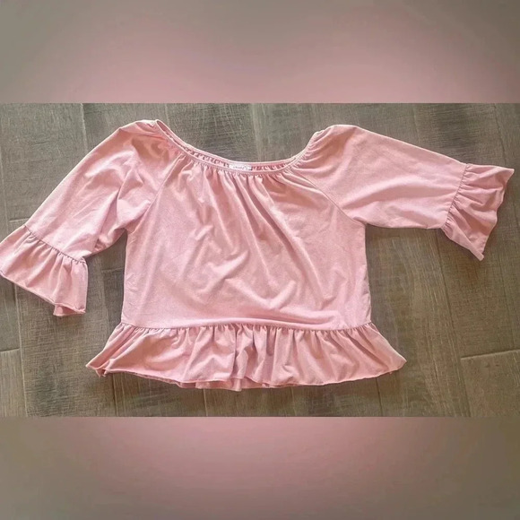 Pink Off The Shoulder Crop Top - Picture 1 of 5